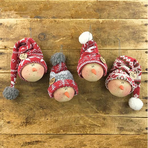 Snowman Ornament with Knitted Hat Set (4A)