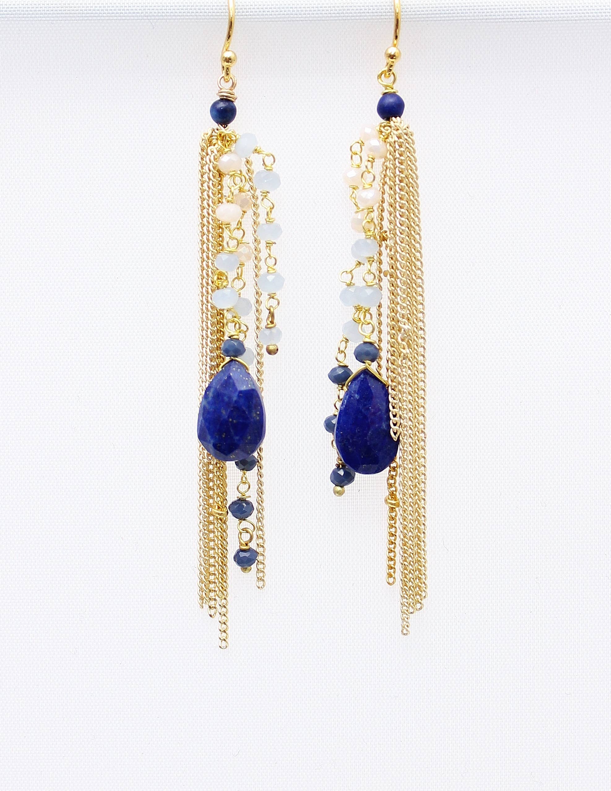 Thai Crystal Fringe Earrings: Green