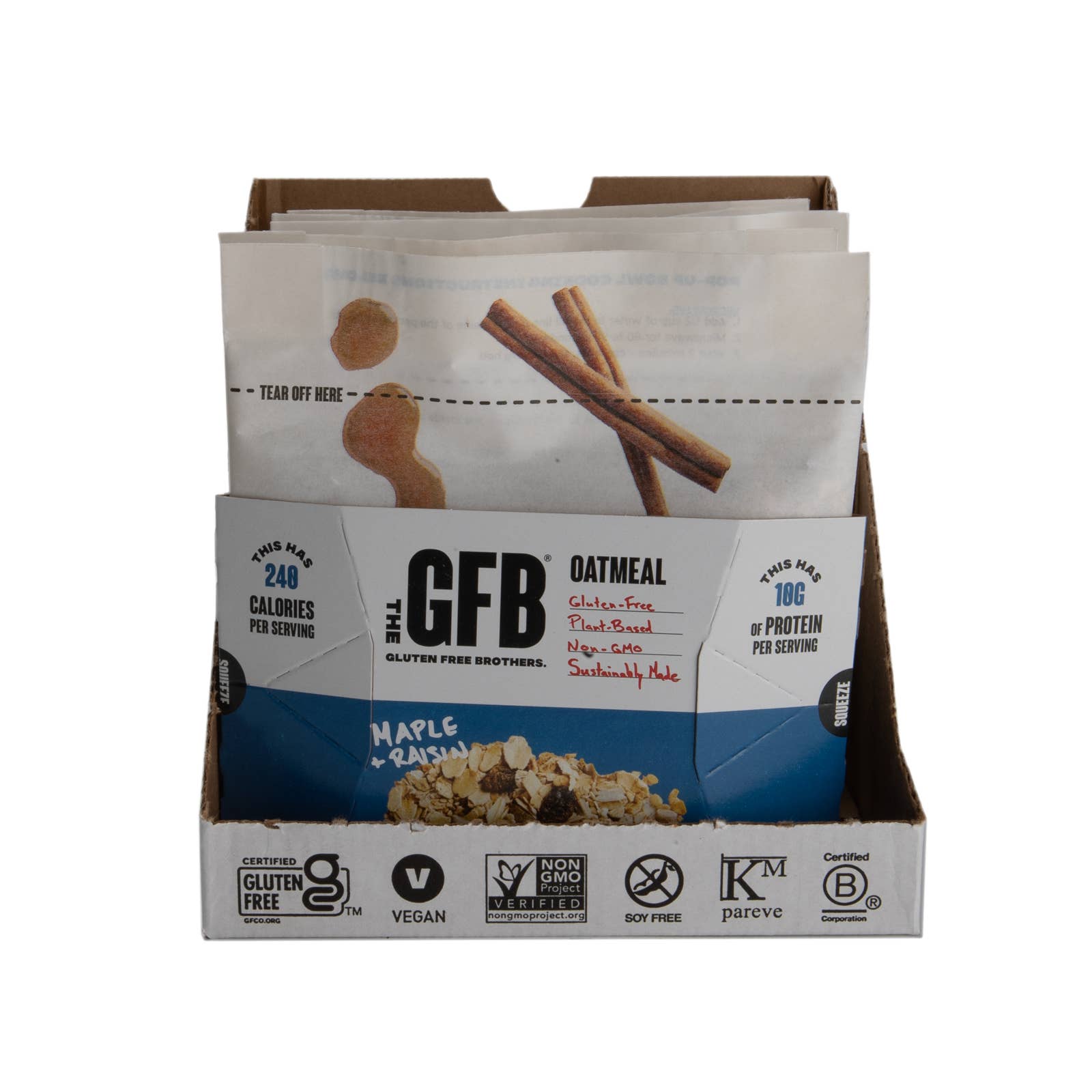 The GFB: Maple Raisin Gluten Free Protein Oatmeal Pop-Up Cup 6 pck — product image