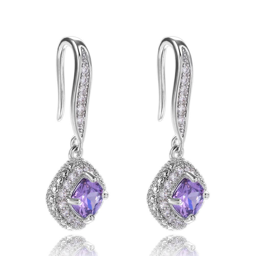 Cubic Zirconia Diamond Pendant Earrings: White