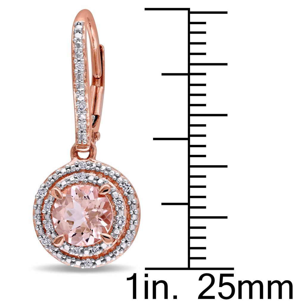 Morganite Gemstone Dangling Earrings in 14K Rose Gold: Circular