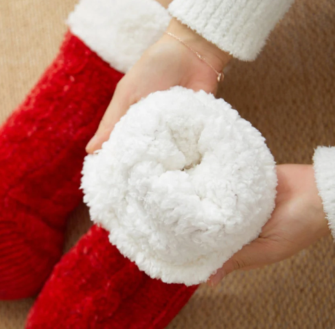 Knitted Sherpa Winter Socks, Christmas Socks, Silicone Grip: Dark gray — product image