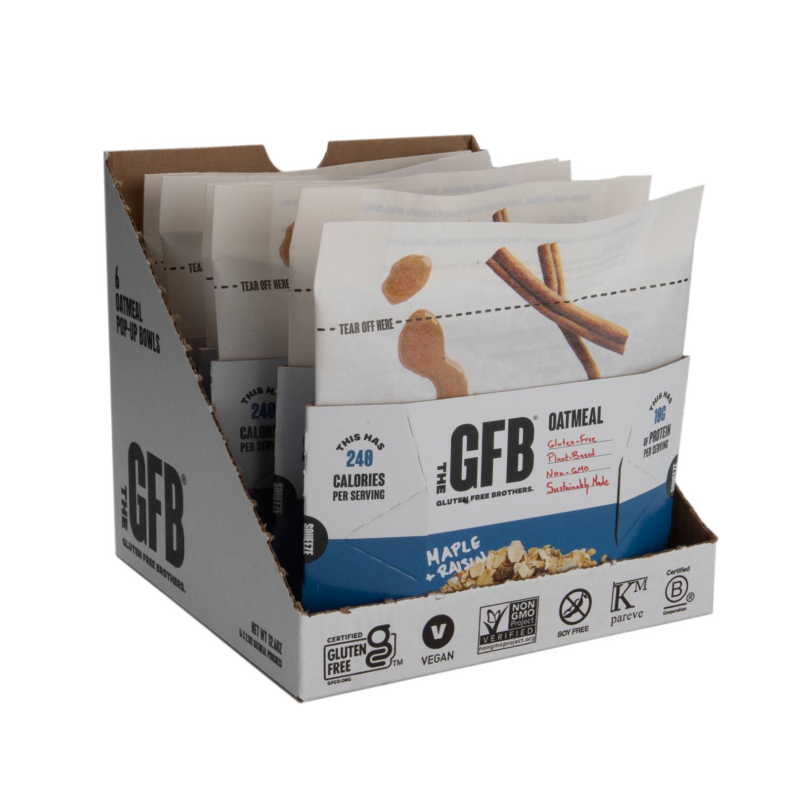 The GFB: Maple Raisin Gluten Free Protein Oatmeal Pop-Up Cup 6 pck — product image