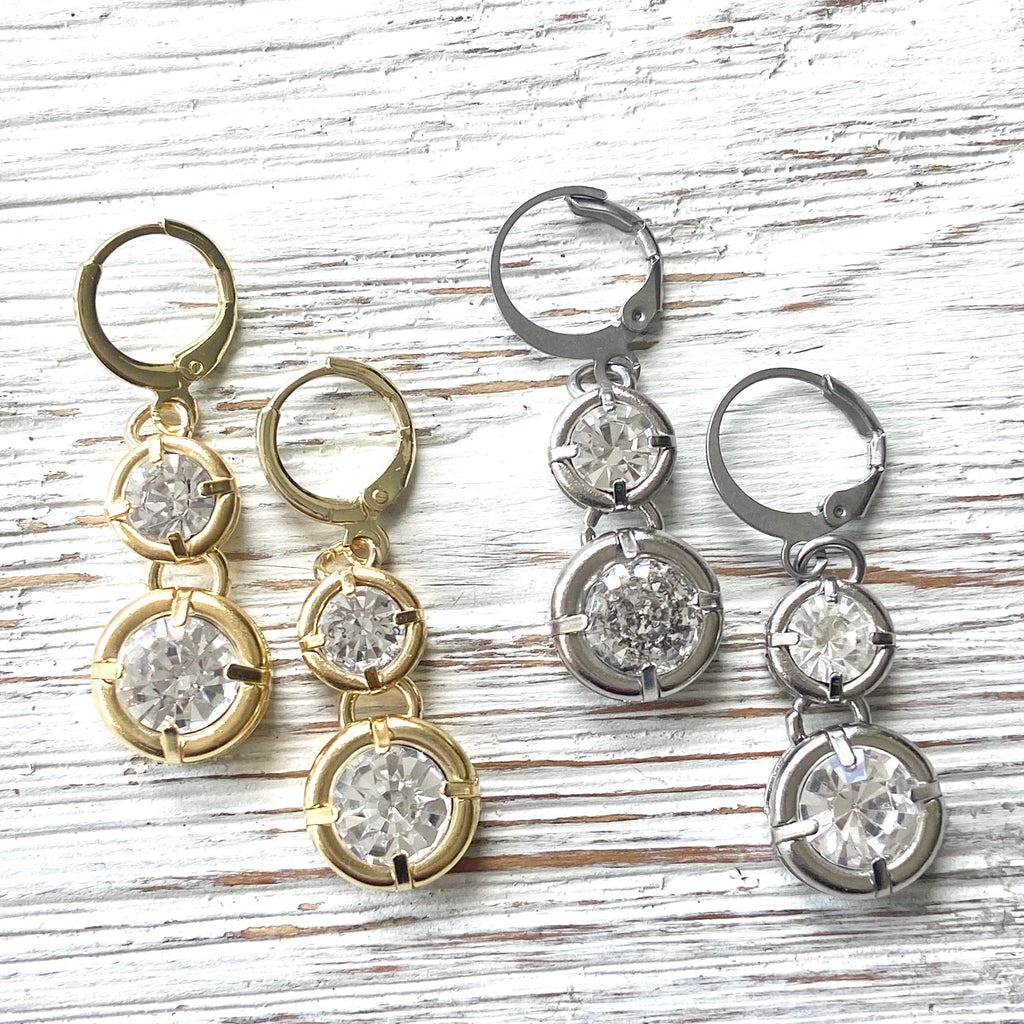 Crystal earrings boutique salon bridal jewelry sparkly spa: Silver