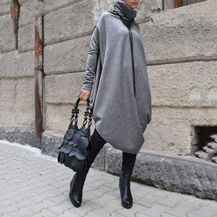 Asymmetrical Turtleneck Sweater Dress — product image