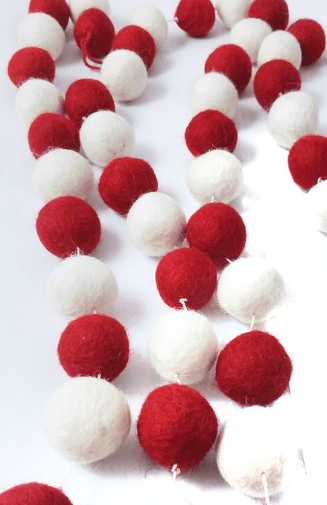 Handfelted Ball Garland: Multi Rainbow