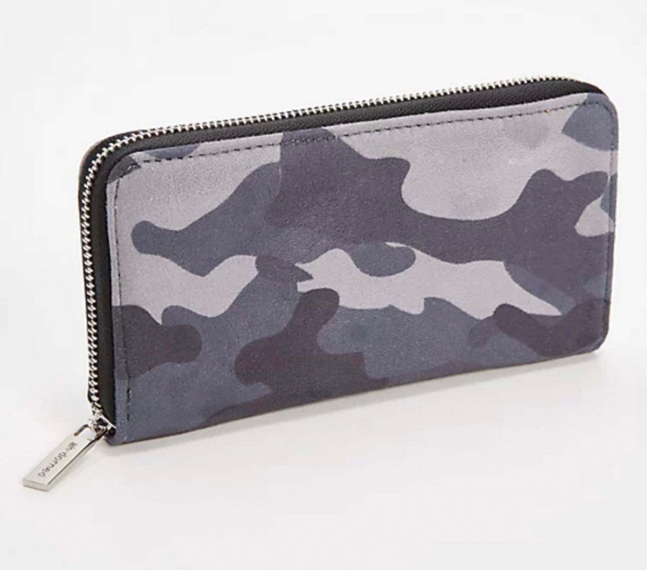 Zip Around Faux Suede Wallet: Black — product image