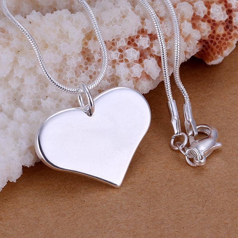 18K White Gold Plated Symetrical Heart Necklace