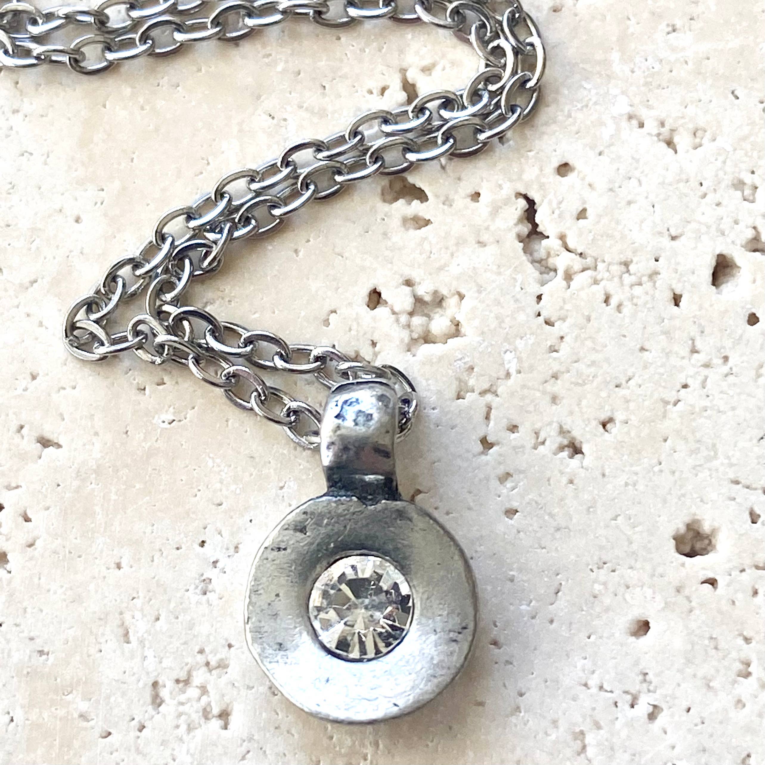 Hand casted Swarovski layering boutique salon necklace spa: Silver / 17”
