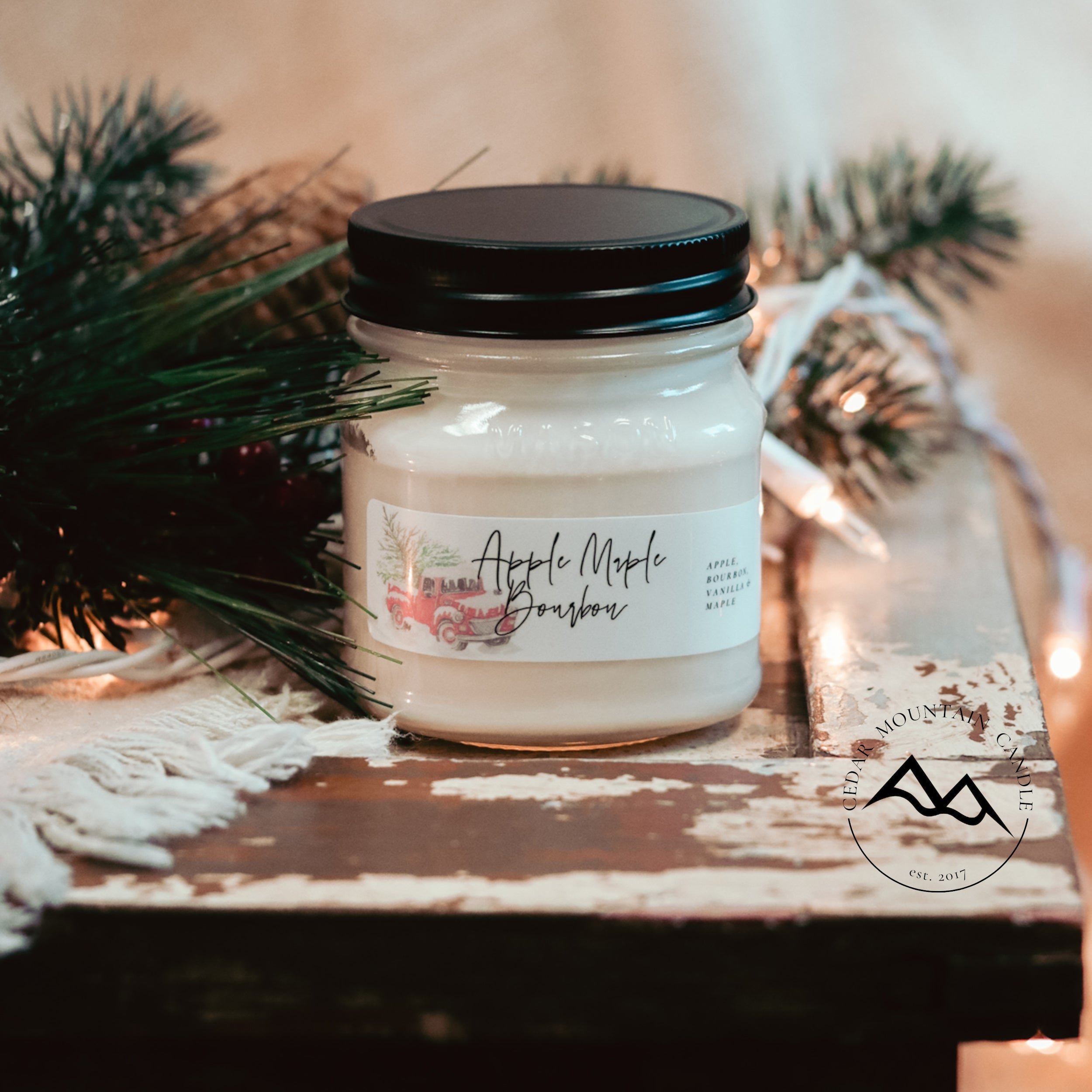 Christmas Farm Truck Mason Jar Candle — product image