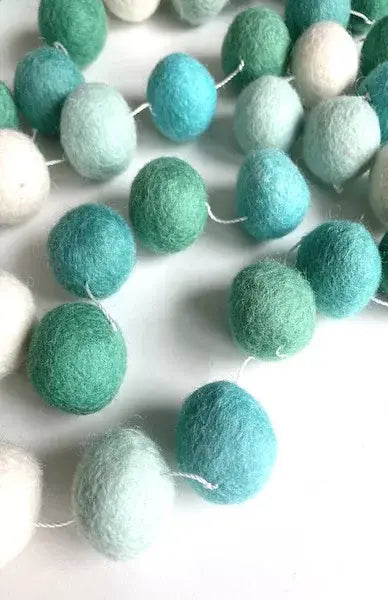 Handfelted Ball Garland: Multi Rainbow