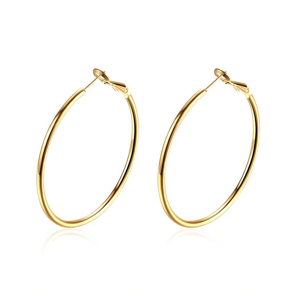 42mm Round Hoop Earring: 18K Gold Plated