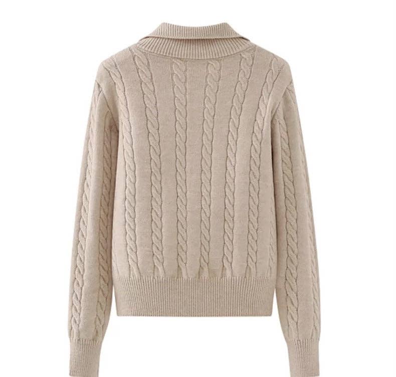 Chic Zip Collar Knit Top Effortless Style Cozy Warmth: Apricot / One Size