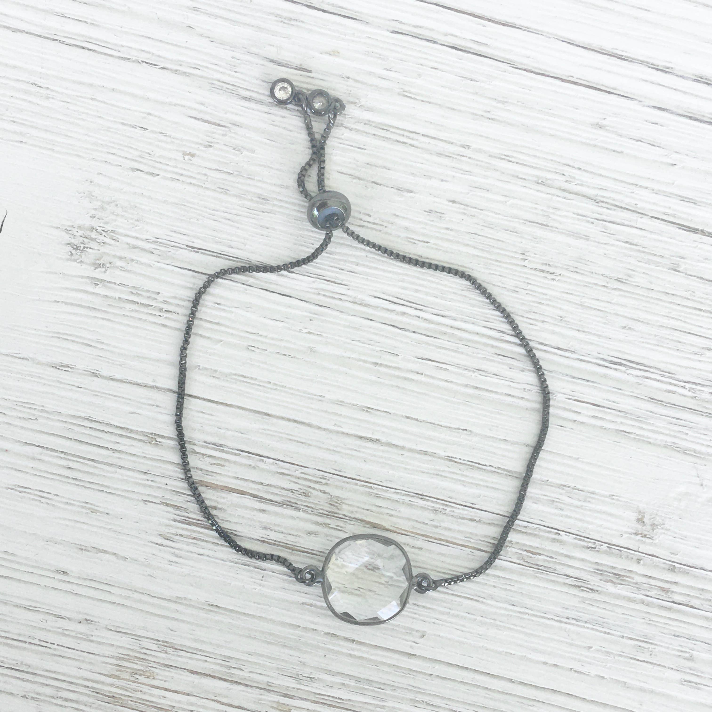 Genuine Crystal Quartz Slider Charm Bracelet