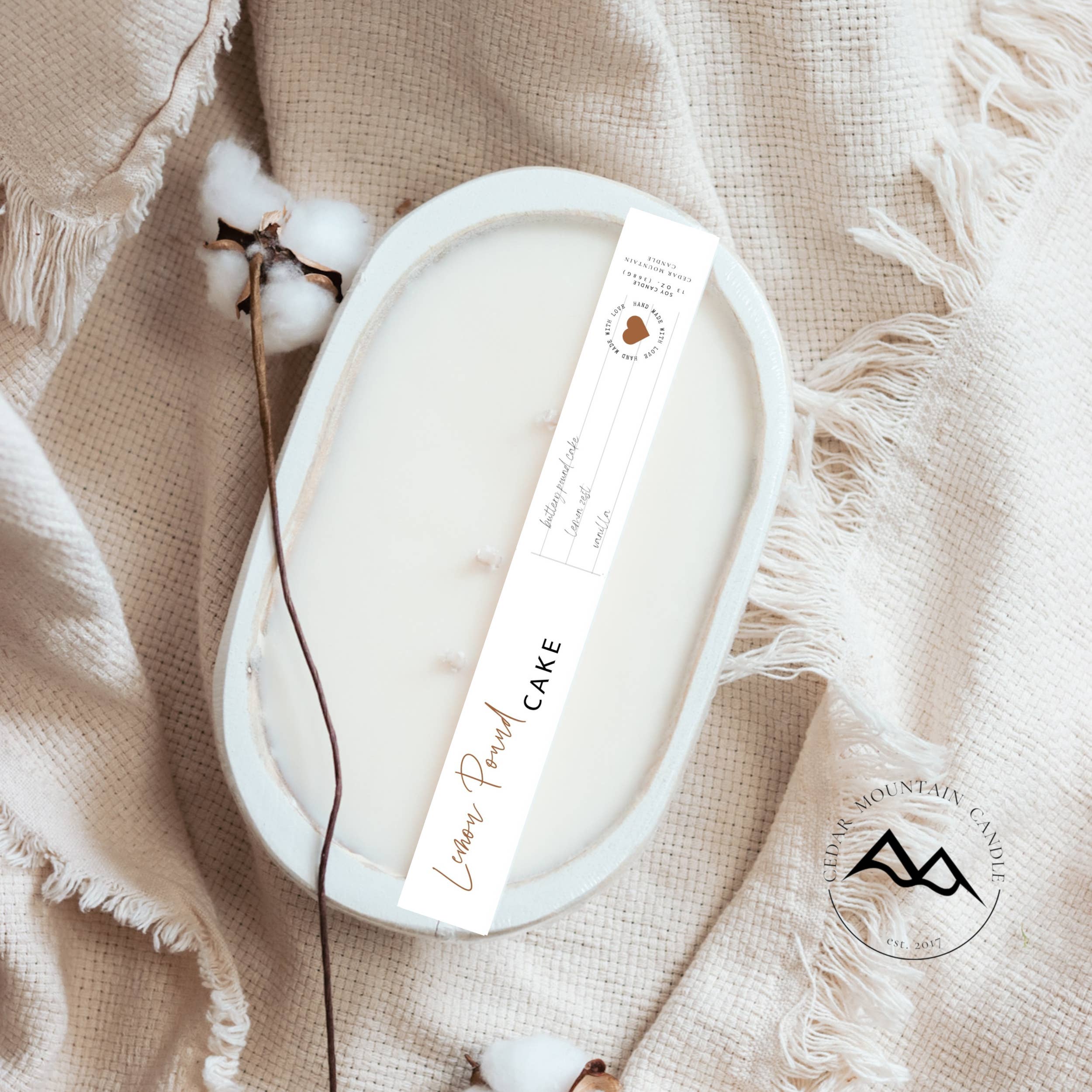 SPRING & SUMMER: 3 Wick White Wood Dough Bowl Soy Candle: Citronella