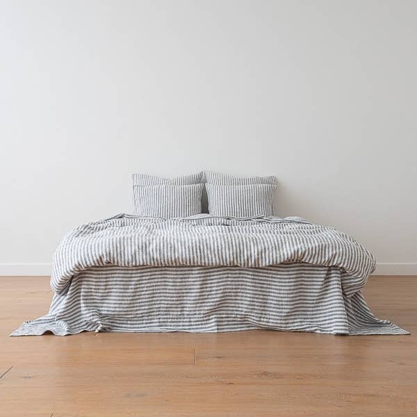 Linen Pillow Case Indigo Ticking Stripe: EURO  (26 x 26)