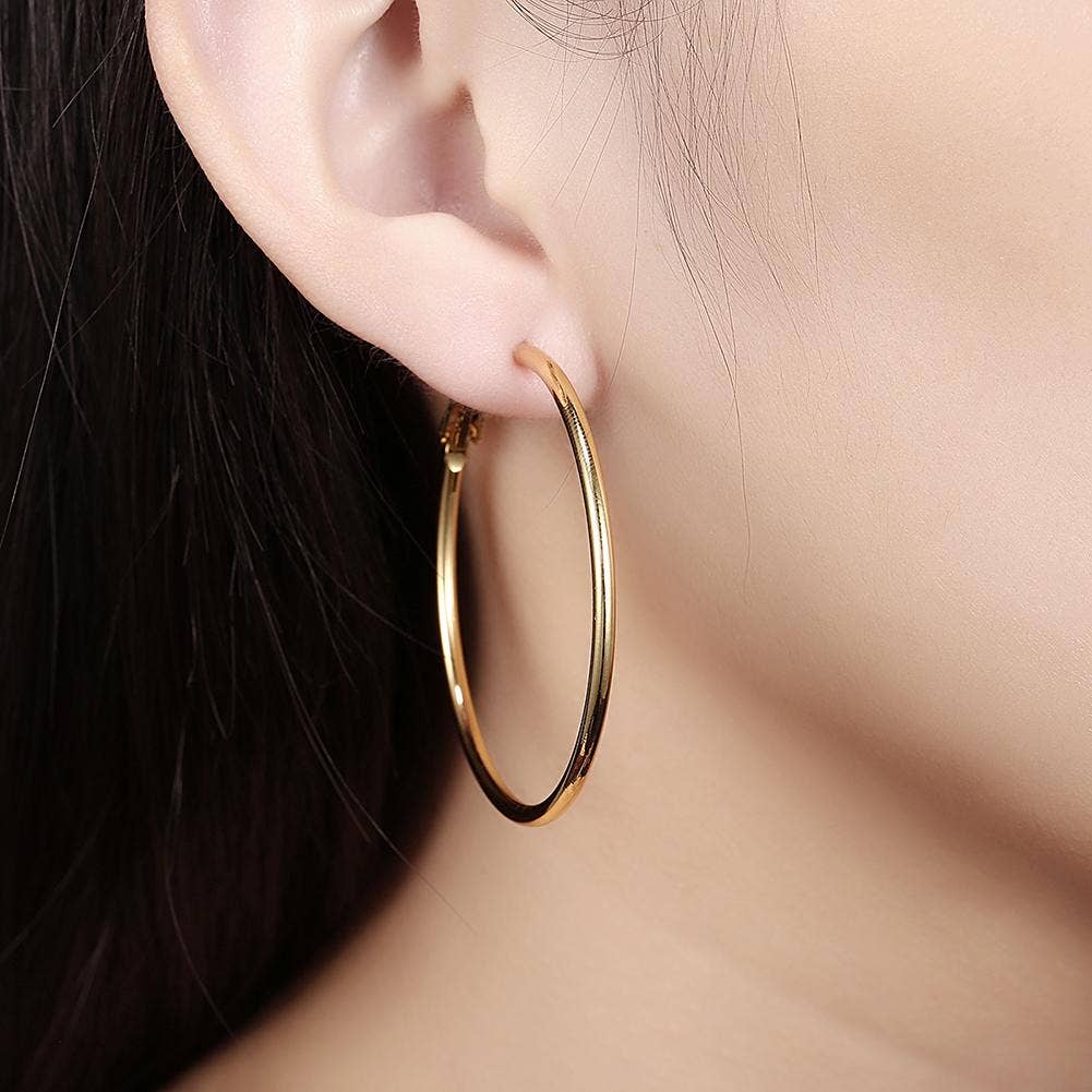 42mm Round Hoop Earring: 18K Gold Plated