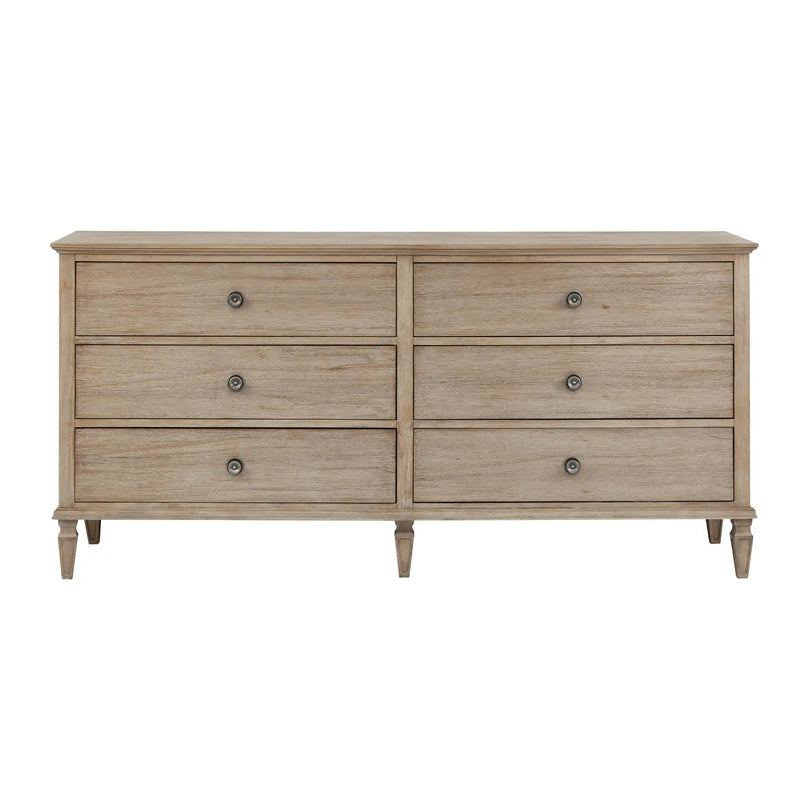 70"W 6-Drawer Modern Classic Wood Dresser, Light Natural — product image