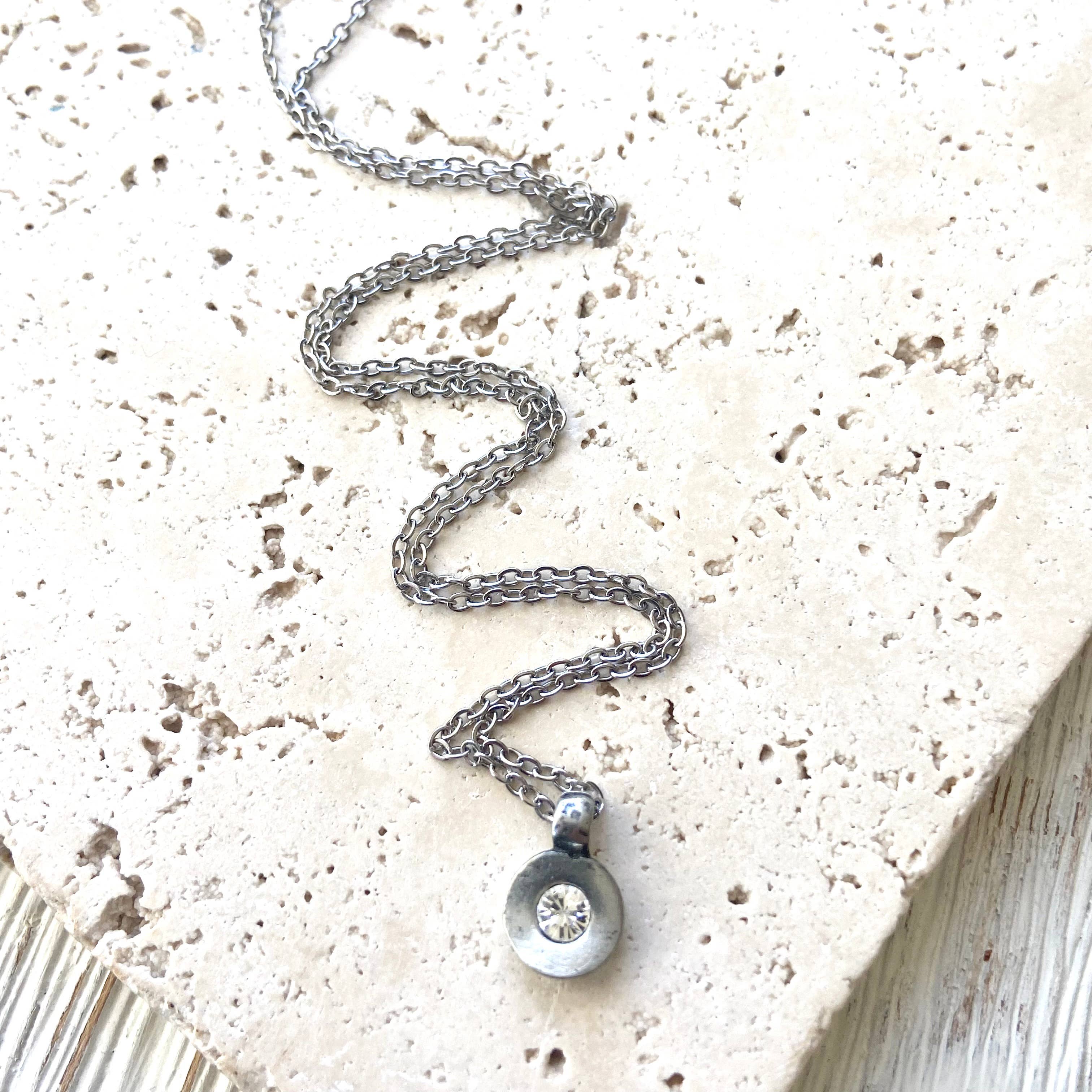 Hand casted Swarovski layering boutique salon necklace spa: Silver / 17”