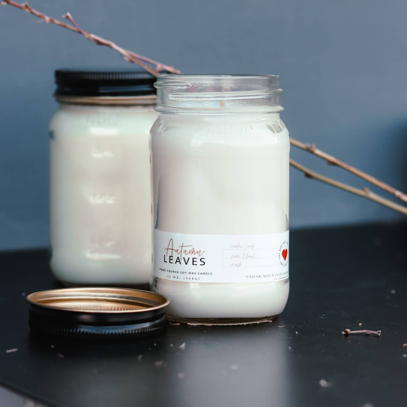 FALL SCENTS: Mason Jar Soy Candle: Toasted Pumpkin & Cranberry / 6.5 oz