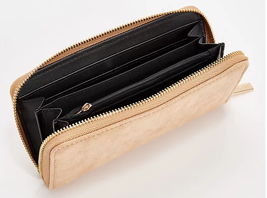 Zip Around Faux Suede Wallet: Leopard — product image