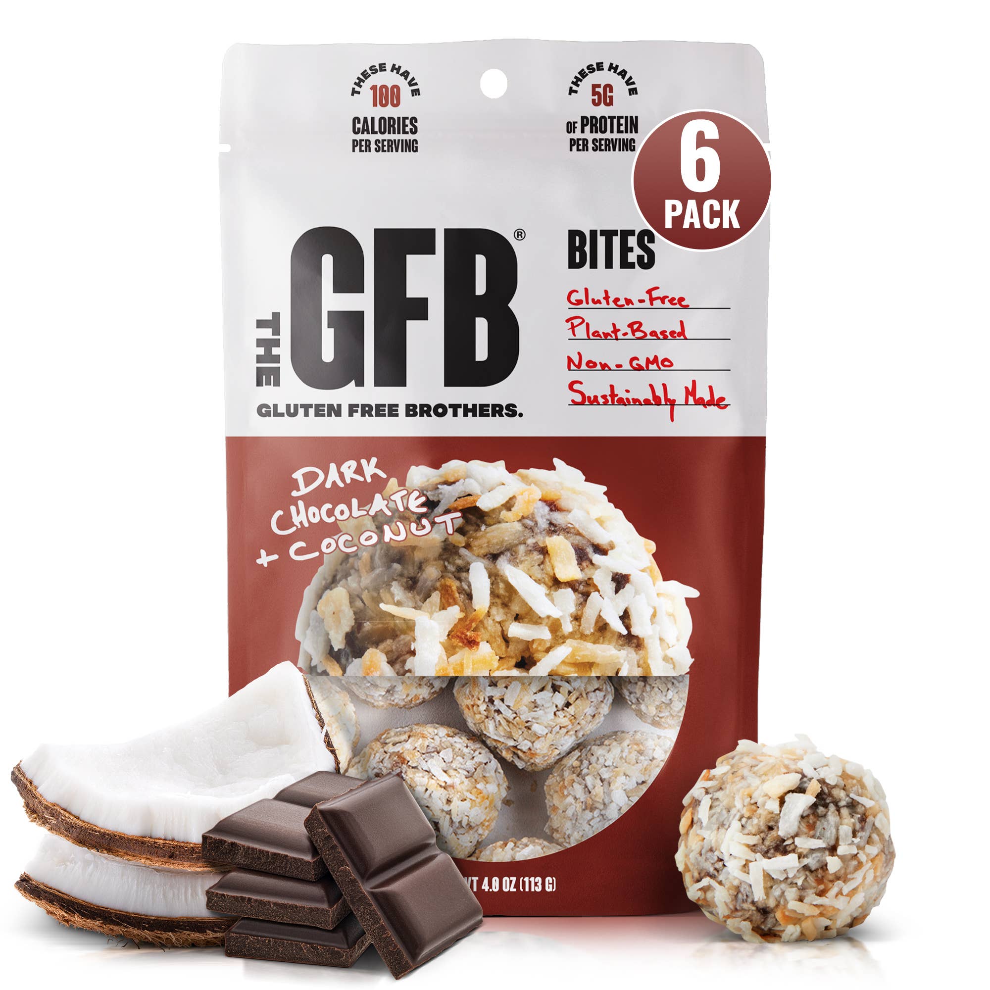 The GFB: Dark Chocolate Coconut Gluten Free Protein Bites 6 pck — product image
