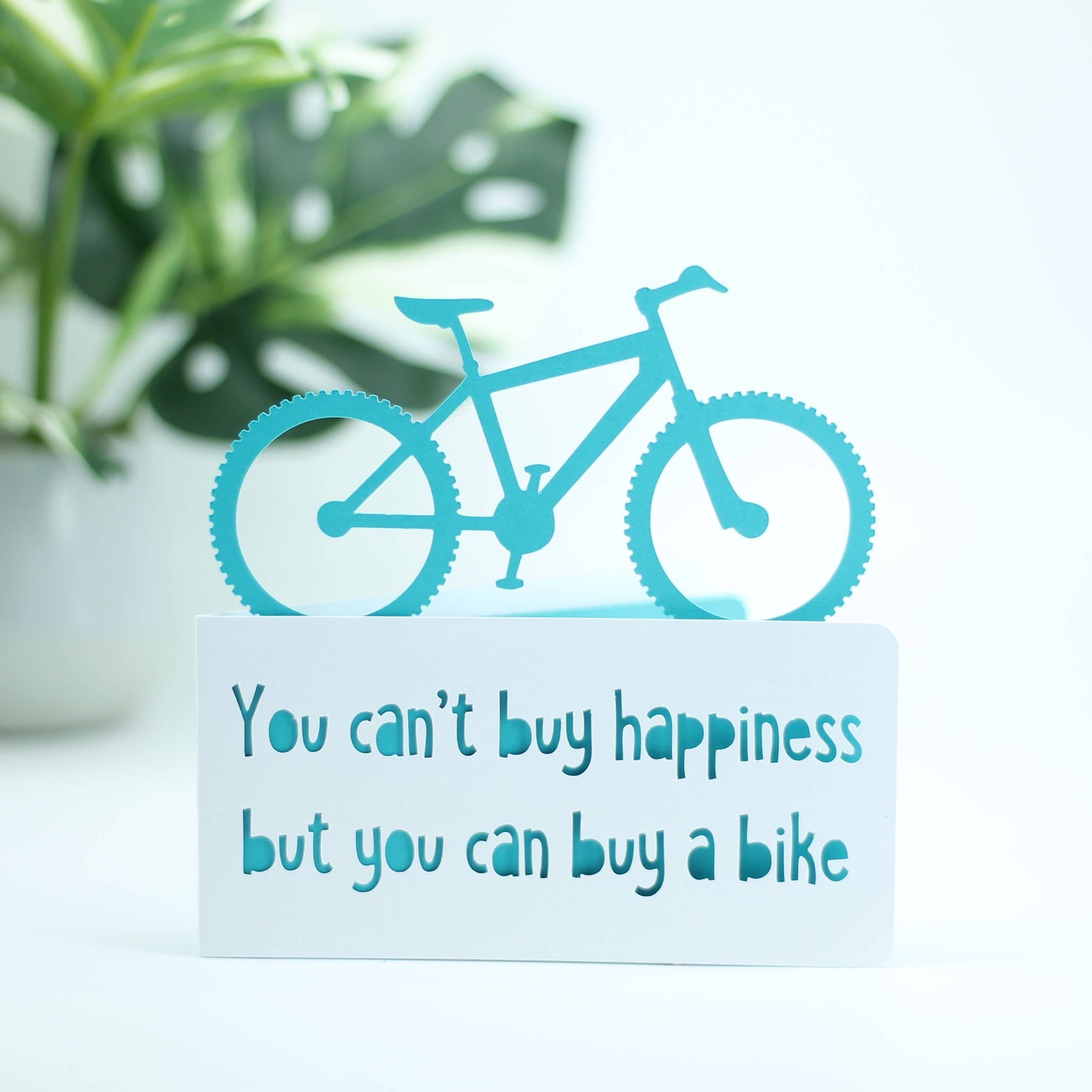 Happiness Bike Quote - Everyday Greeting Card: Green