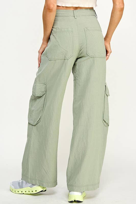 STRAIGHT CARGO PANTS: Beige / Large