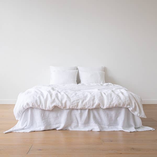 Linen Flat Sheet Optical White Stone Washed: TWIN (66 x 102)