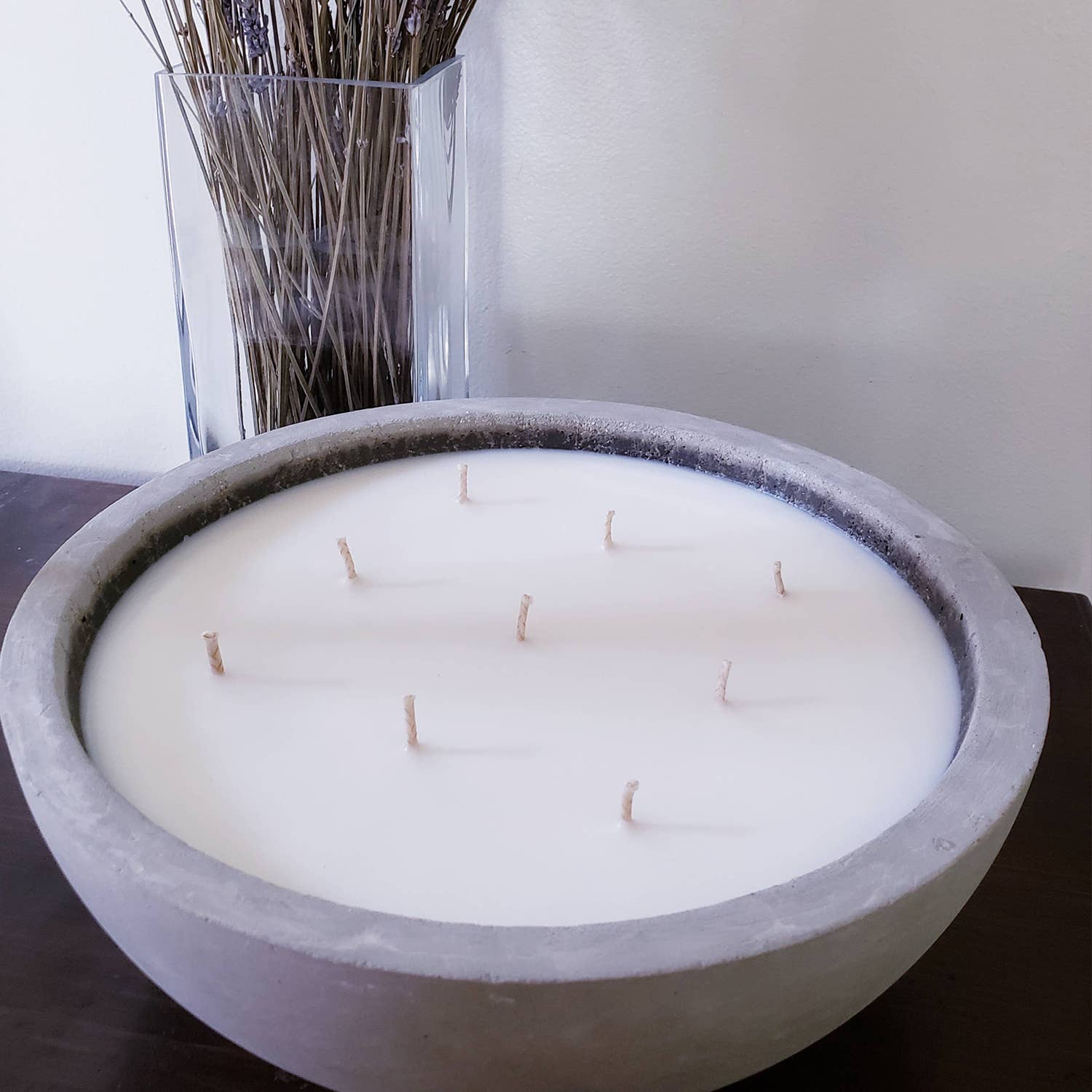 Giant Multi-Wick Candle in Cement Planter: Lavender & Tonic