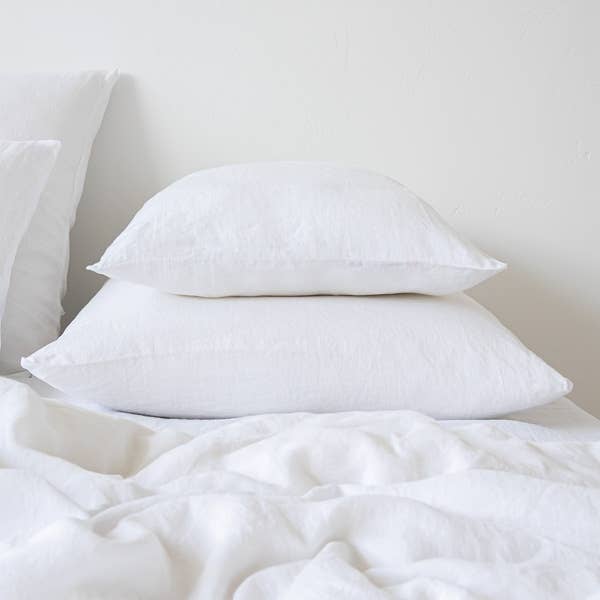 Linen Pillow Case Optical White Stone Washed European Linen: EURO  (26 x 26)