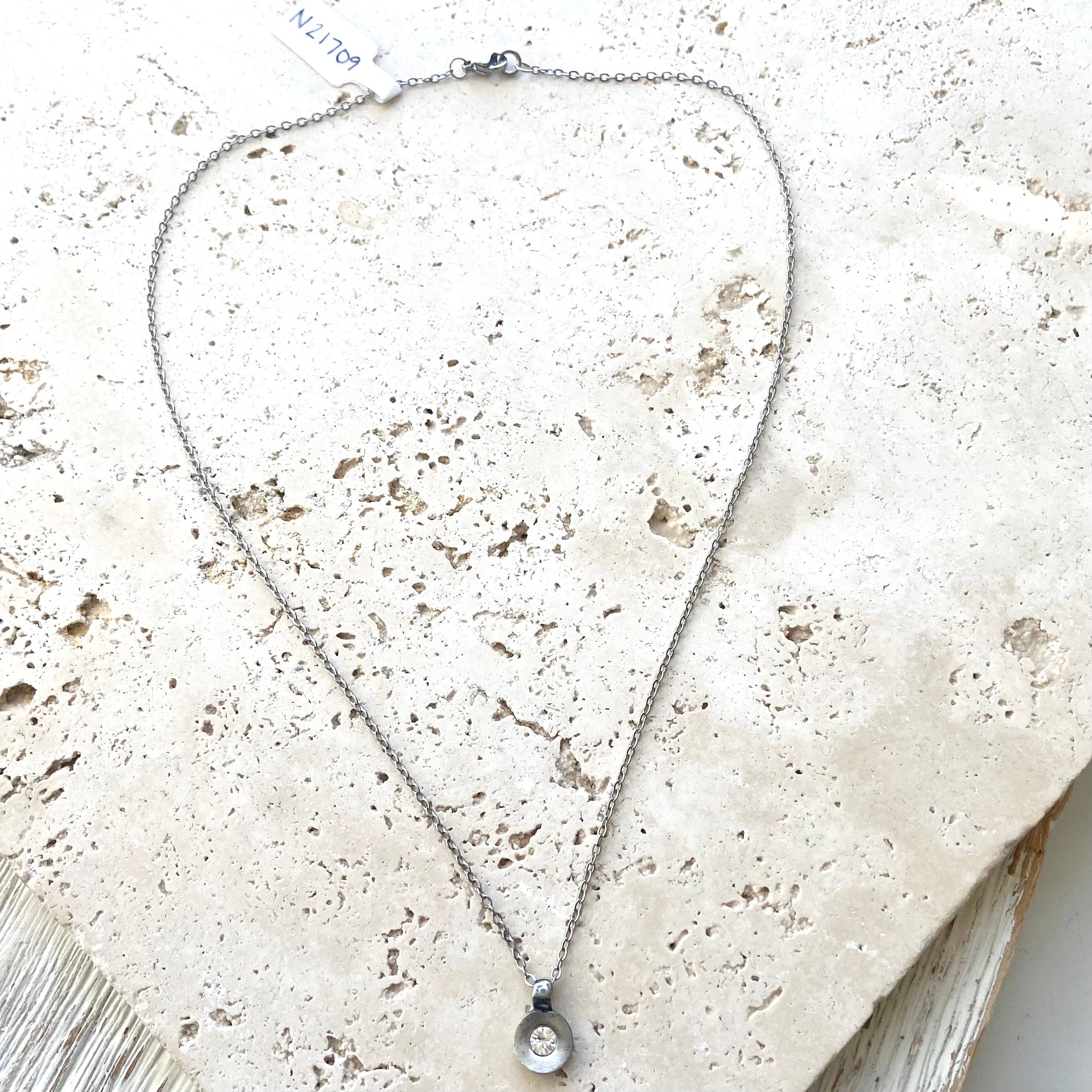 Hand casted Swarovski layering boutique salon necklace spa: Silver / 17”