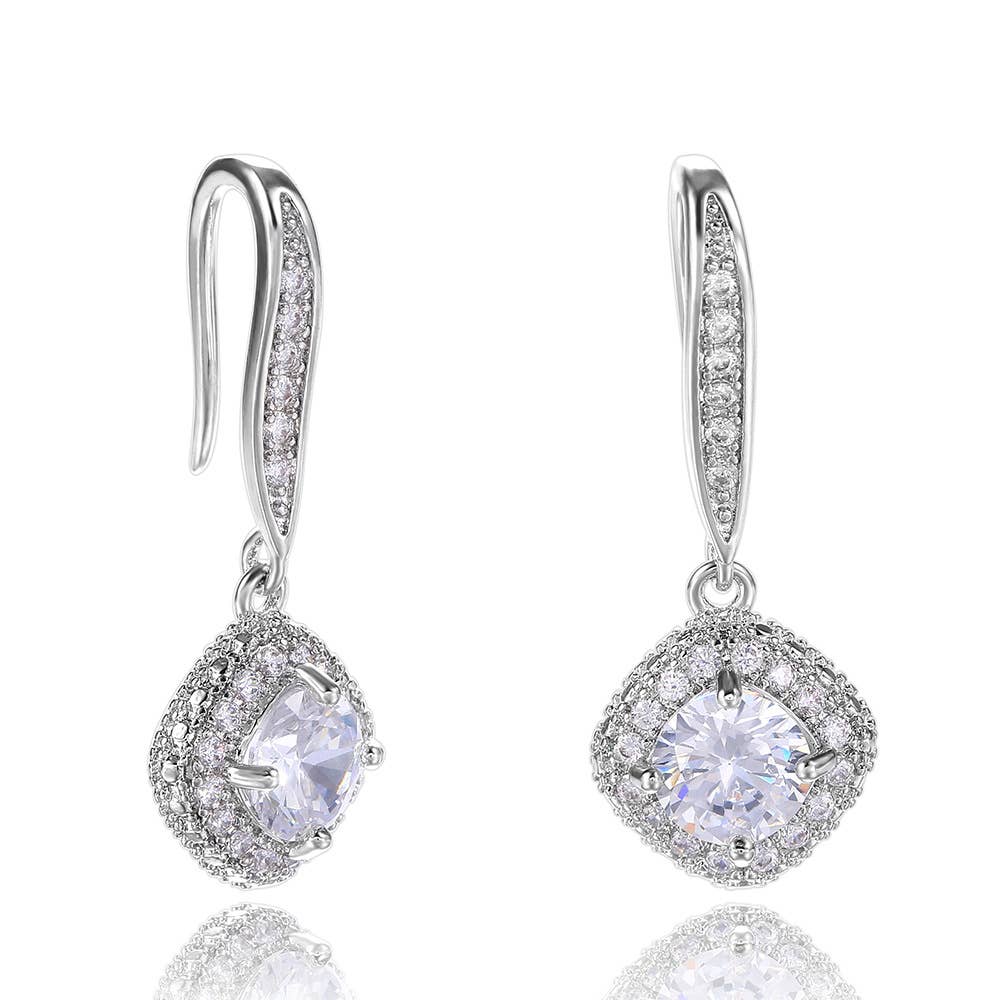 Cubic Zirconia Diamond Pendant Earrings: Green