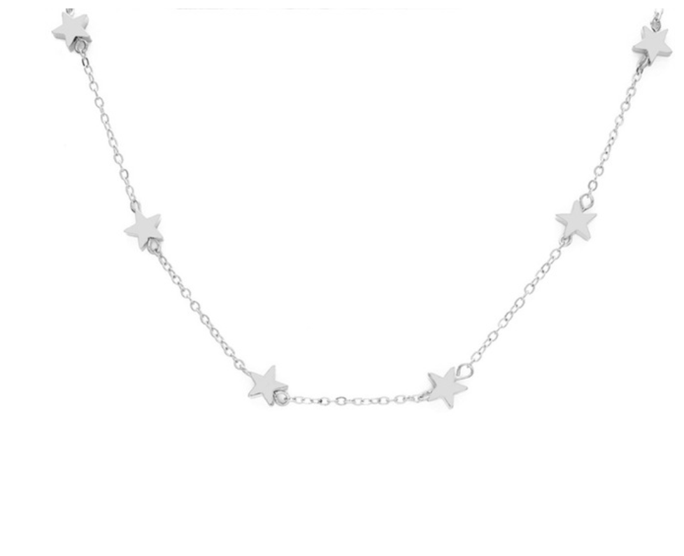 Silver and Gold Star Choker Necklaces: Gold