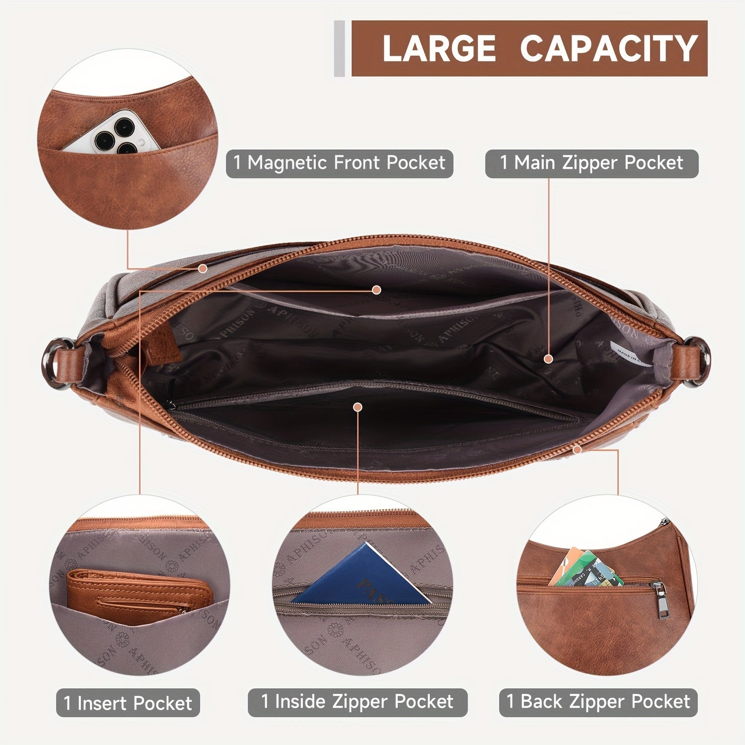 Vintage Crossbody Bag Chic Shoulder Purse Adjustable Strap — product image