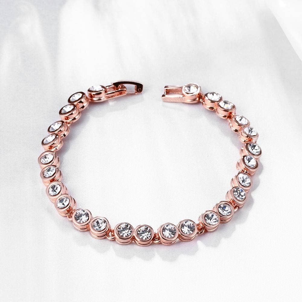 3.00 Tennis Bracelet 18k White Gold Plated with Swarovski: White Gold
