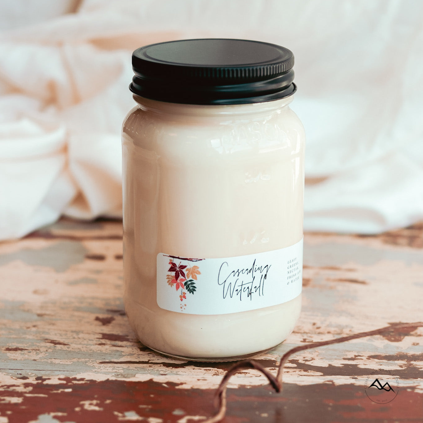 Fall Leaves Mason Jar Soy Candle - Choose Size and Scent — product image