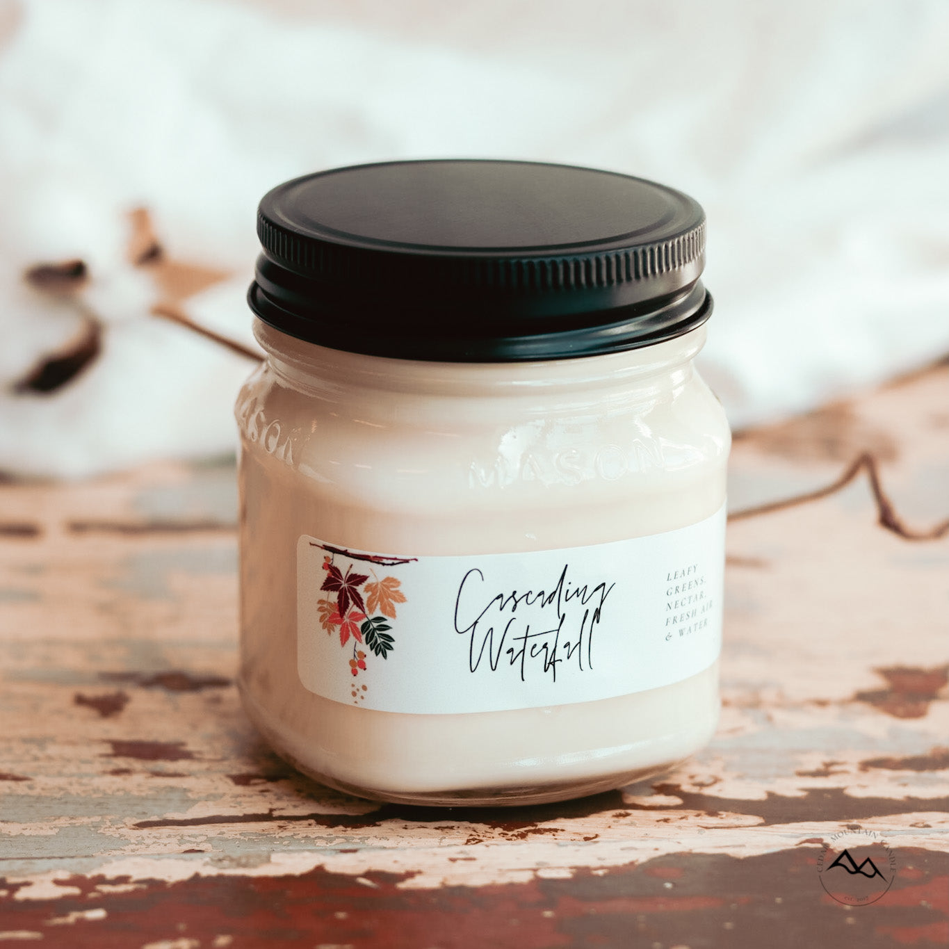 Fall Leaves Mason Jar Soy Candle - Choose Size and Scent — product image