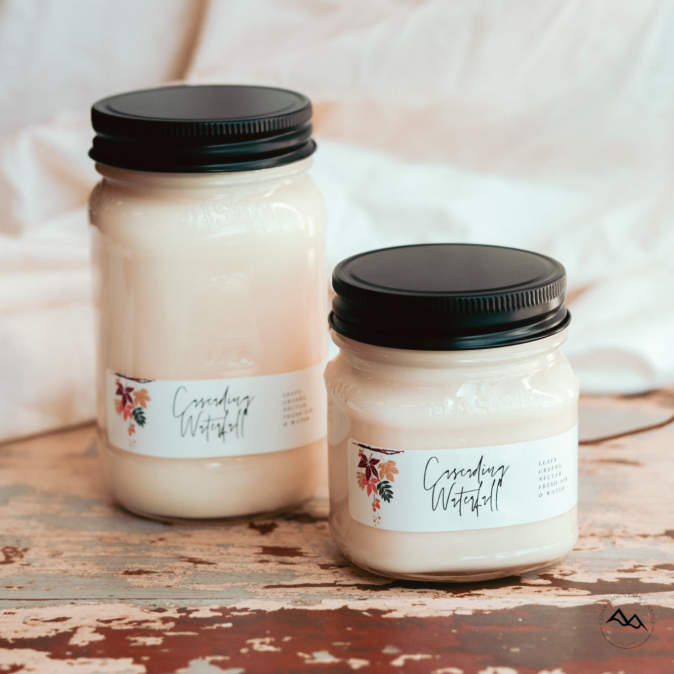Fall Leaves Mason Jar Soy Candle - Choose Size and Scent — product image