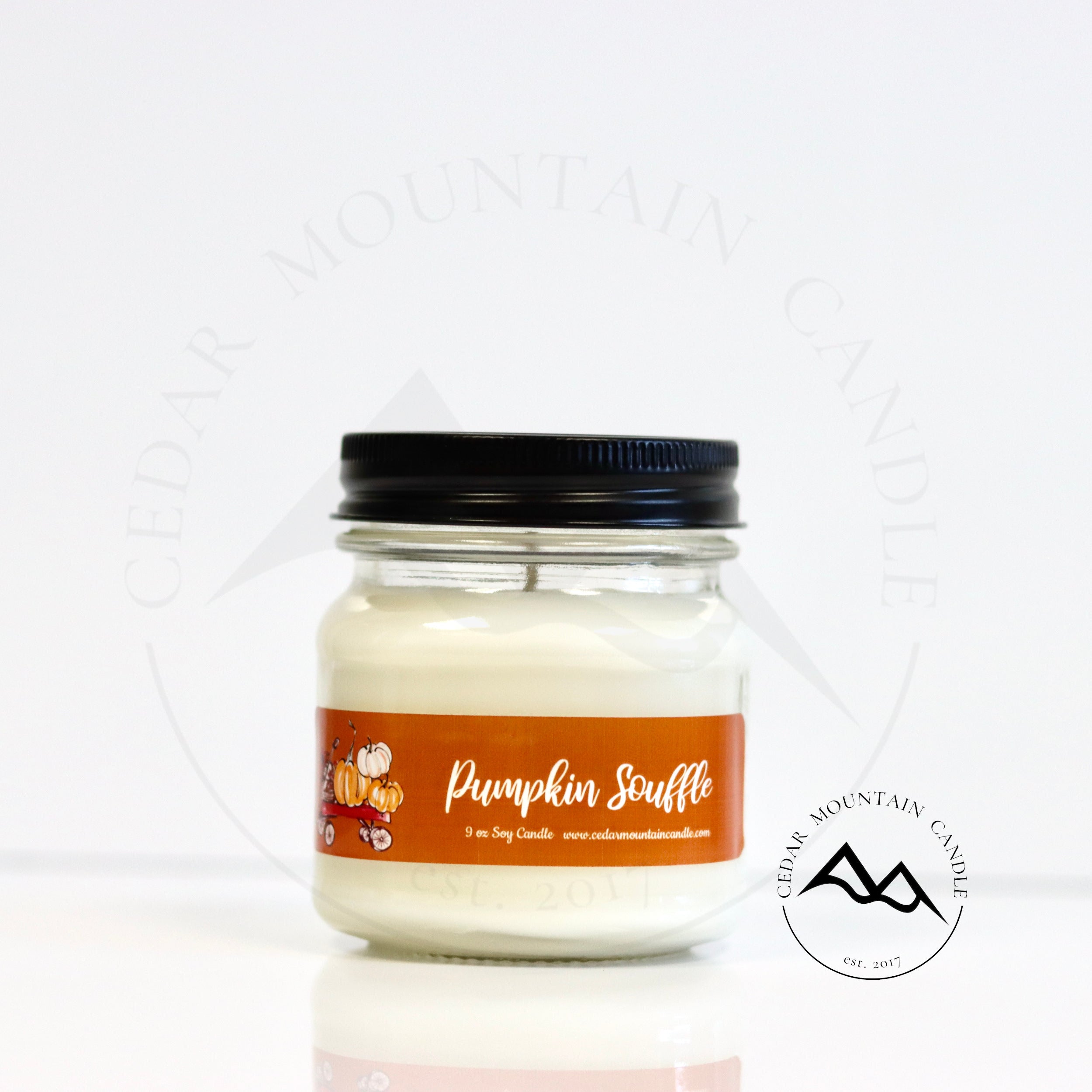 Fall Orange Pumpkin Mason Jar Candle — product image