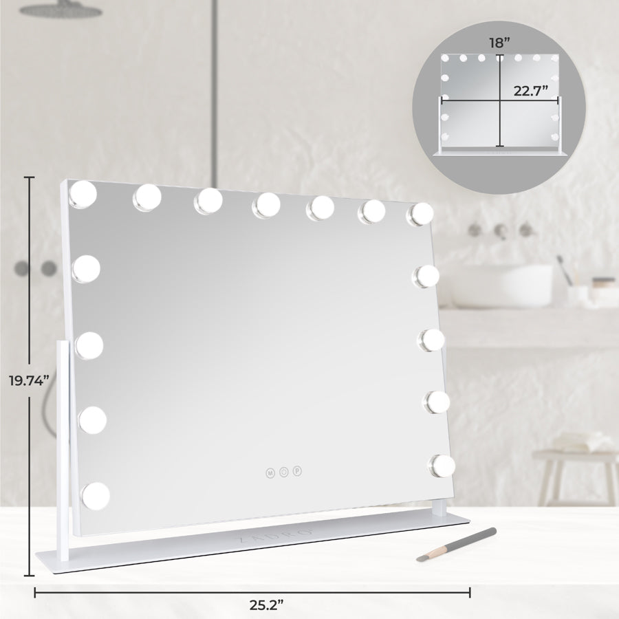 15 Led Light Bulb Horizontal Hollywood Makeup Mirror - 25" X 20”