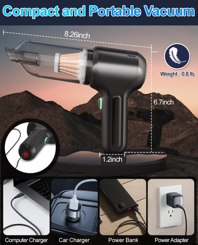 Car Vacuum Cleaner Portable Cordless, 15000PA Handheld Vacuum with High Power Brushless Motor — product image