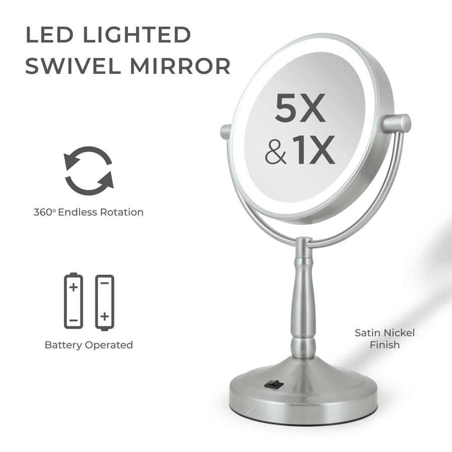 Lighted Makeup Mirror with Magnification & Cordless