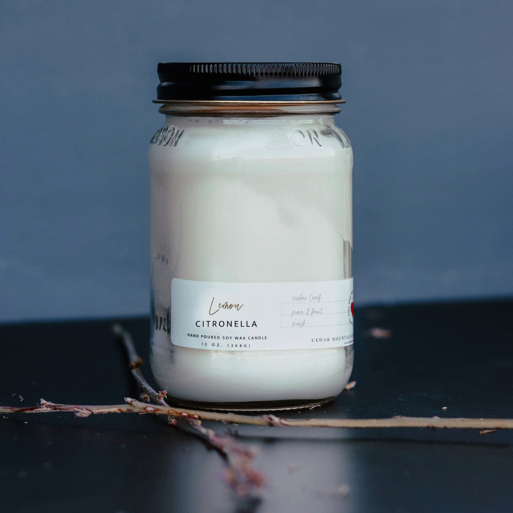 13 oz Mason Jar Soy Candle - Lemon Citronella
